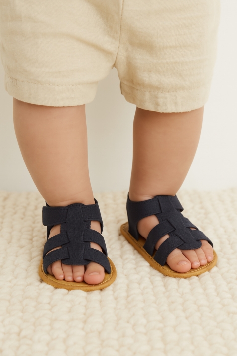 Бебешки декоративни обувки, син цвят