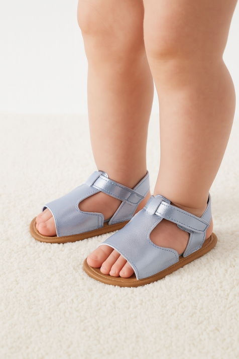 Бебешки декоративни обувки за момиче, син цвят