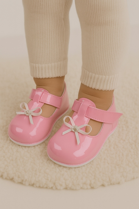 Бебешки декоративни обувки за момиче, розов цвят