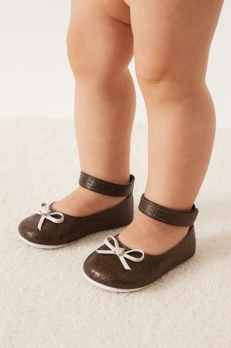 Бебешки декоративни обувки за момиче, кафяв  цвят