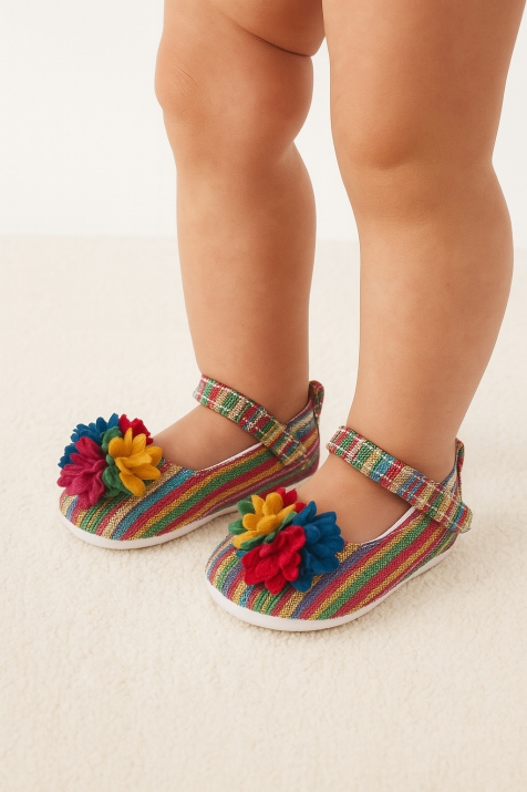 Бебешки декоративни обувки за момиче, шарени