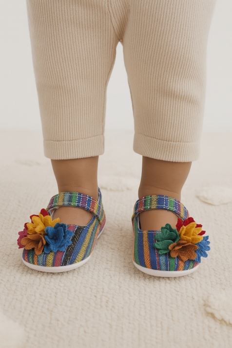 Бебешки декоративни обувки за момиче, шарени 