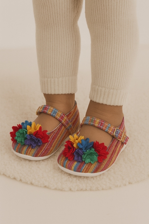 Бебешки декоративни обувки за момиче, шарени