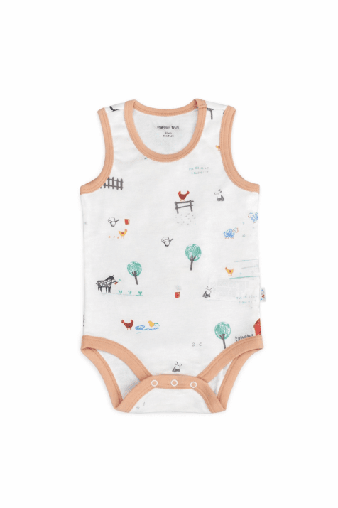 Бебешко боди без ръкав от органичен памук, бял цвят