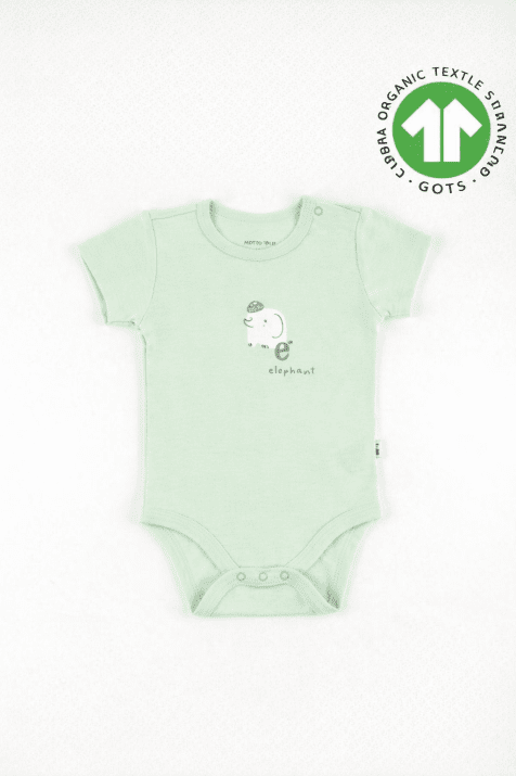 Бебешко боди органичен памук с къс ръкав, цвят мента 