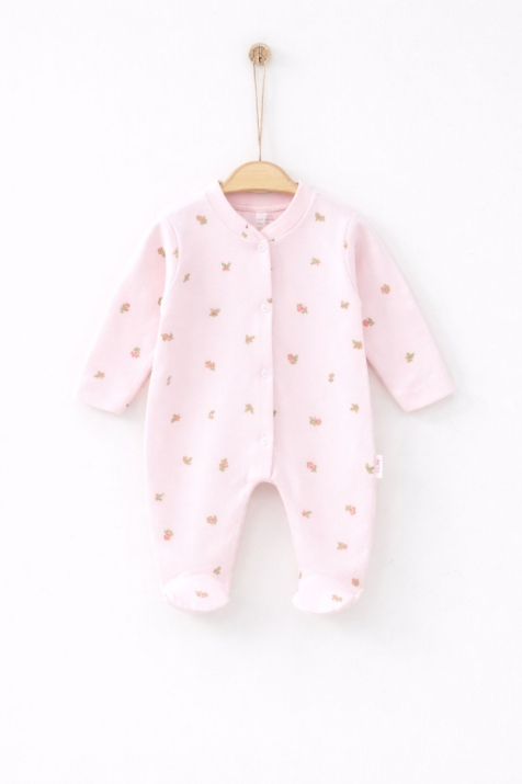 Бебешки гащеризон за момиче с дълъг ръкав, розов цвят