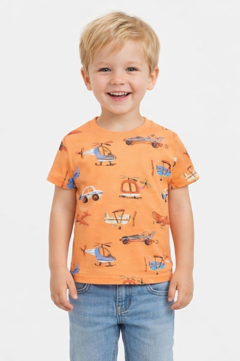 Детска тениска за момче, оранжев цвят