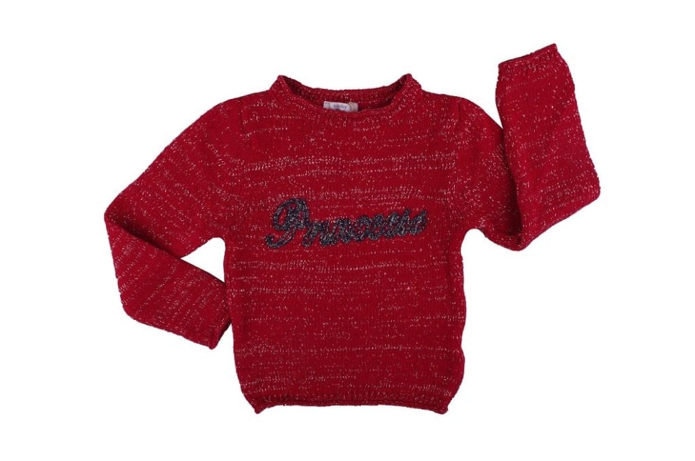 Детски пуловер момиче Коледа, червен цвят