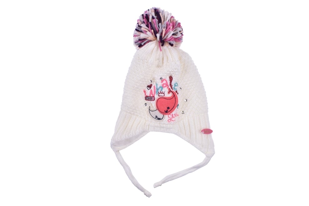 Бебешка шапка момиче, цвят екрю