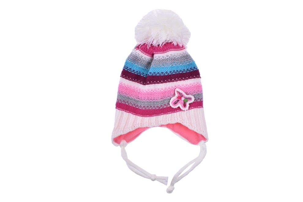 Бебешка шапка момиче, цвят екрю