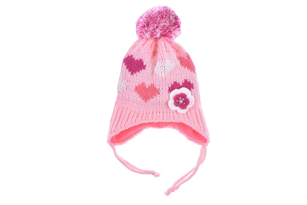 Бебешка шапка момиче, розов цвят