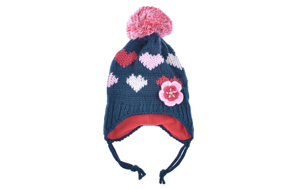 Бебешка шапка момиче, син цвят