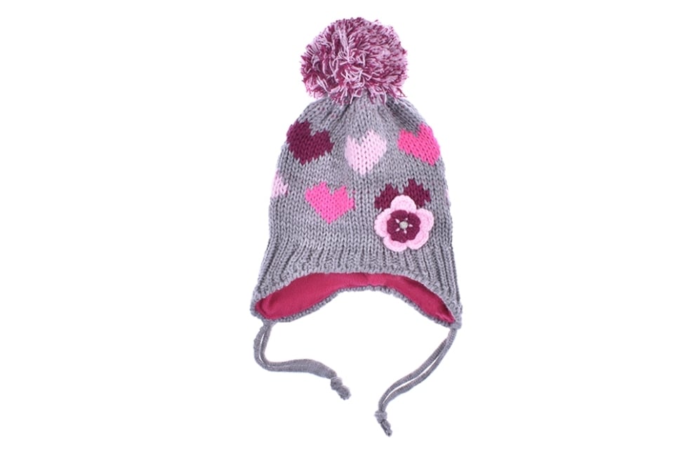 Бебешка шапка момиче, сив цвят