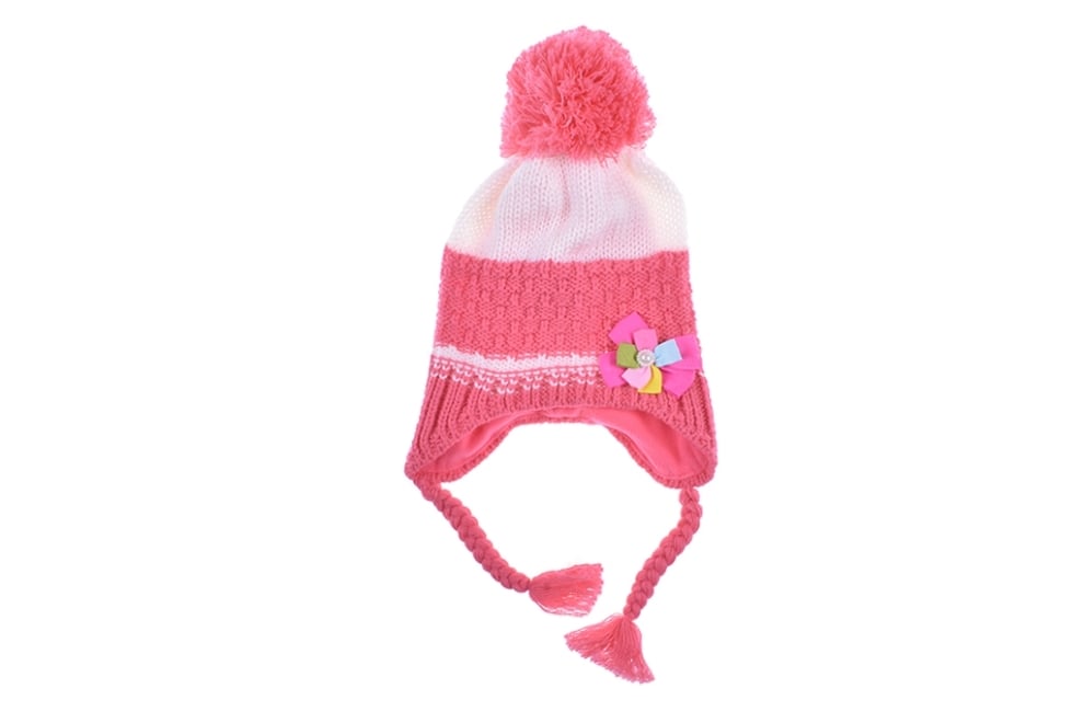 Детска шапка момиче, розов цвят