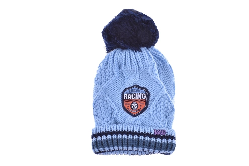 Детска зимна шапка момче, син цвят