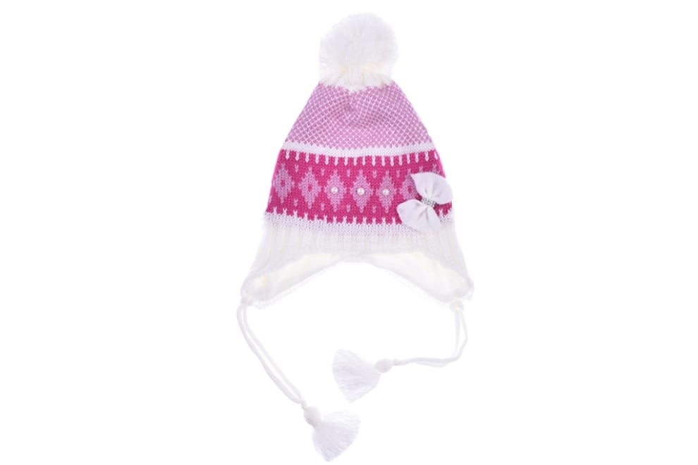 Детска шапка момиче, бял цвят