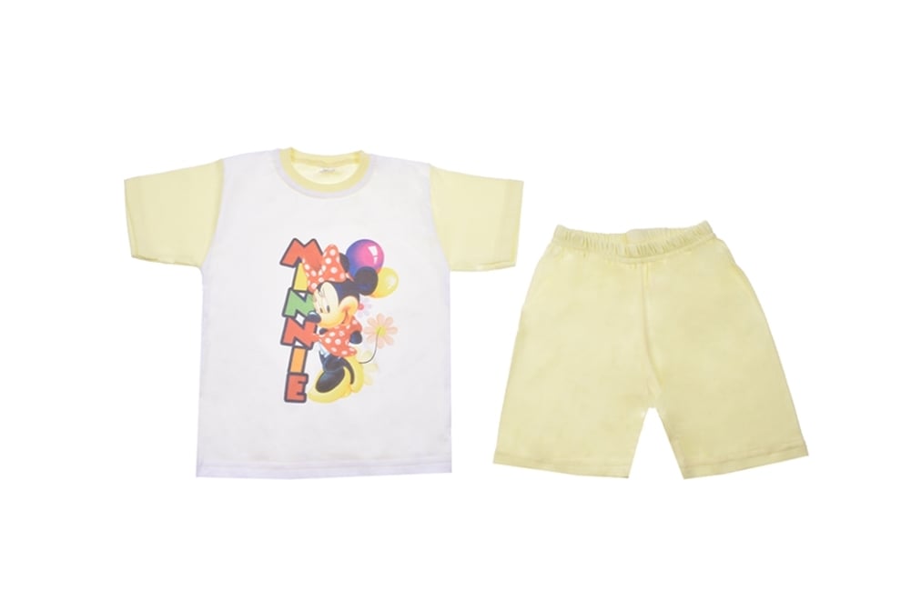 Детска пижама къс ръкав момиче - Mickey Mouse, жълт цвят