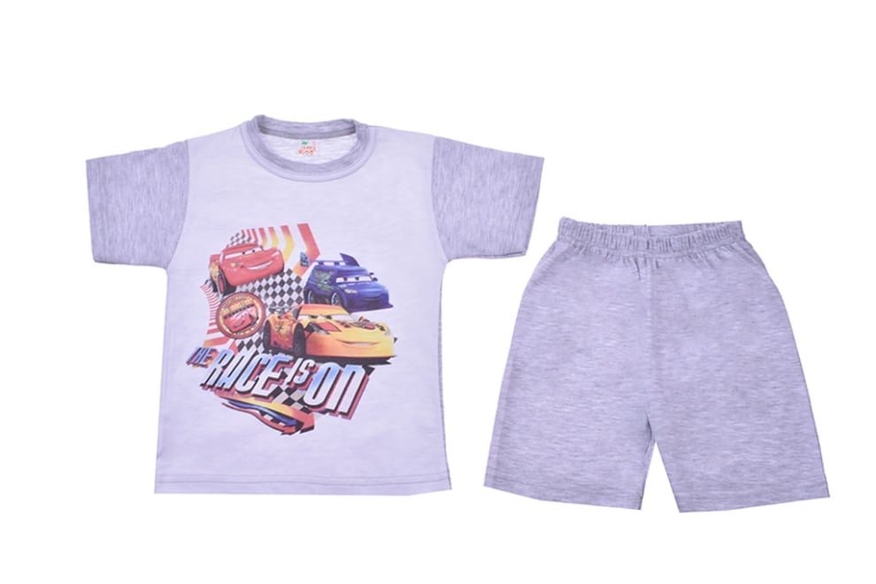 Детска пижама с къс ръкав за момче,сив цвят