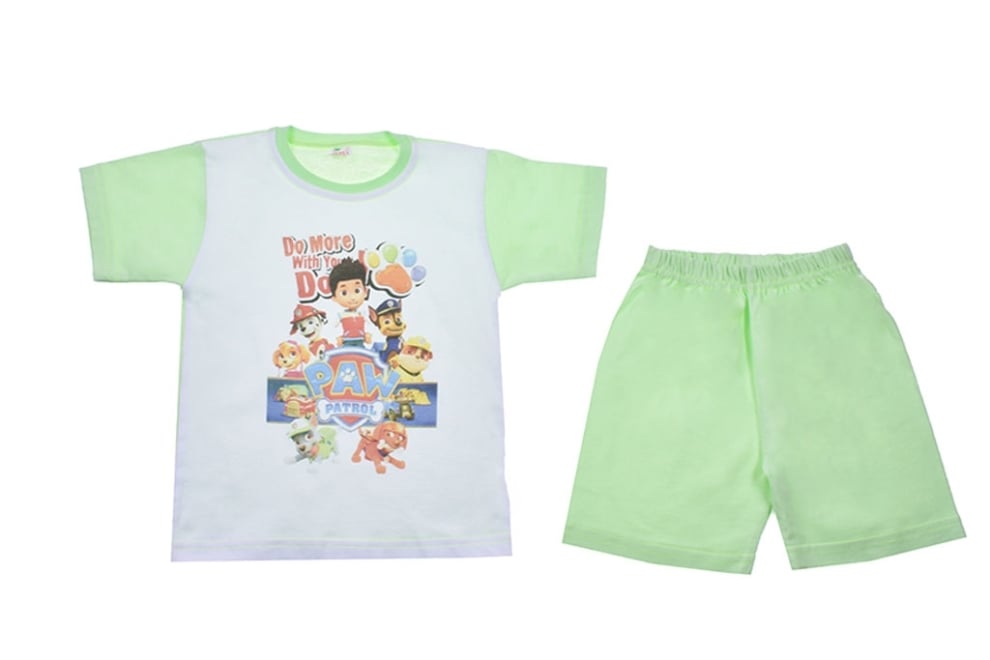 Детска пижама с къс ръкав за момче,зелен  цвят