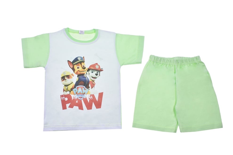 Детска пижама с къс ръкав за момче,зелен цвят