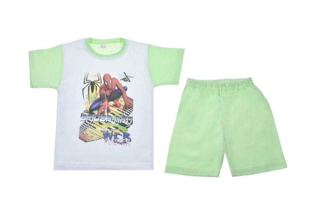 Детска пижама с къс ръкав за момче,зелен цвят