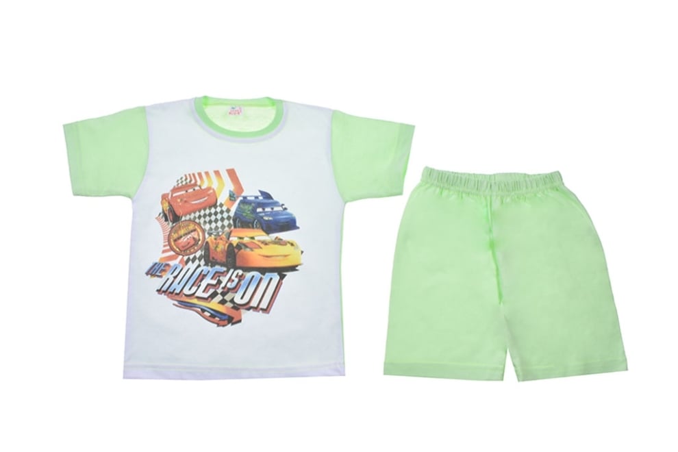 Детска пижама с къс ръкав за момче,зелен цвят