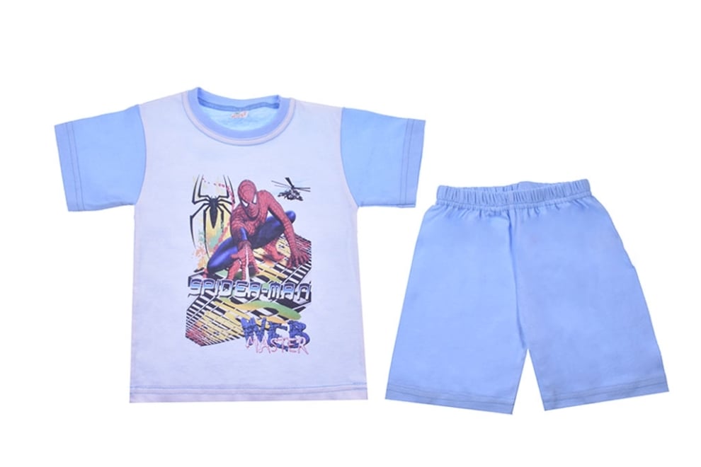 Детска пижама с къс ръкав за момче,син цвят