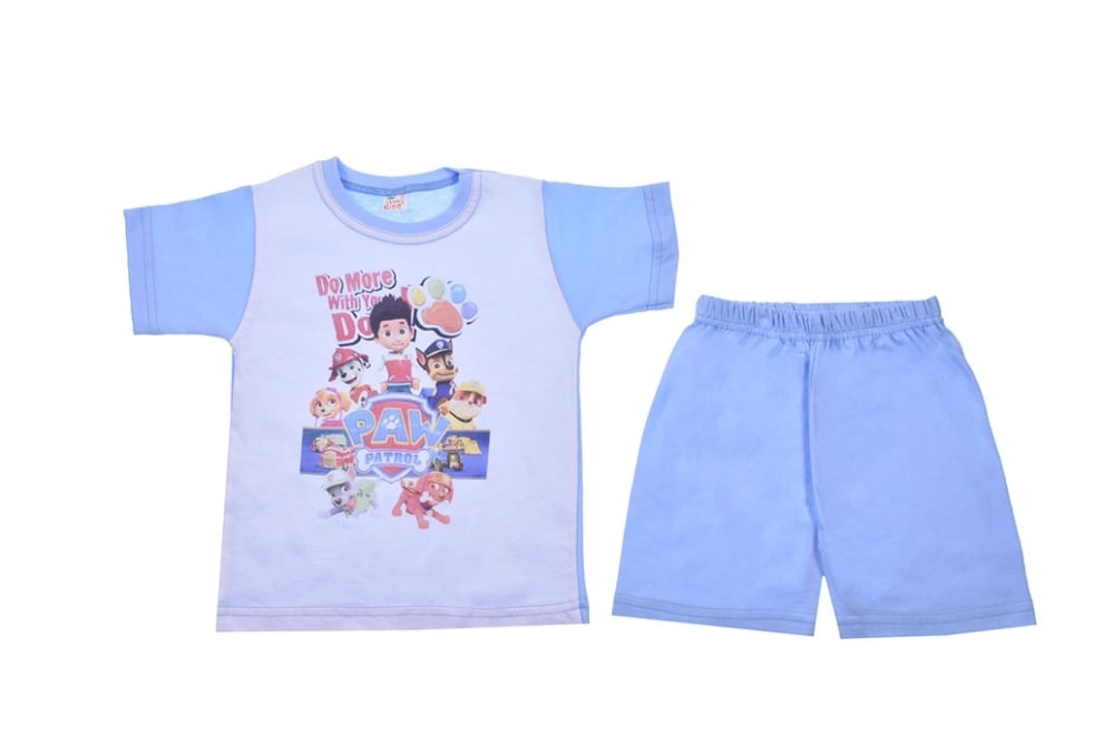 Детска пижама с къс ръкав за момче,син цвят