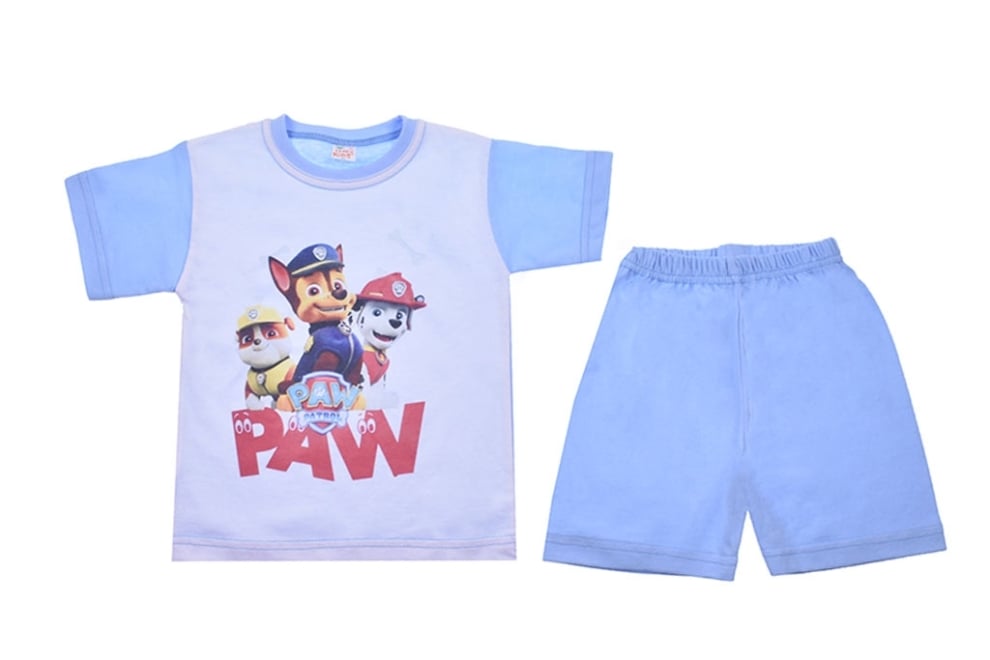 Детска пижама с къс ръкав за момче,син цвят