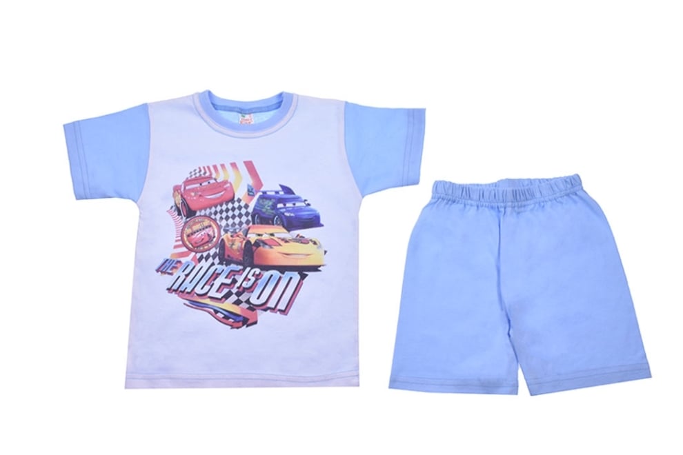 Детска пижама с къс ръкав за момче,син цвят