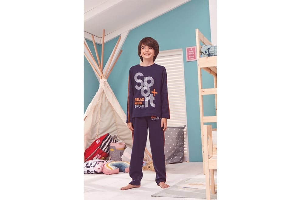 Детска пижама с дълъг ръкав за момче,тъмно сив  цвят