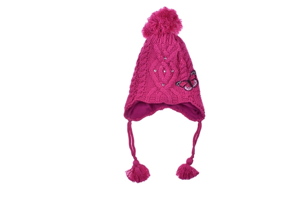 Детска шапка момиче, цикламен цвят