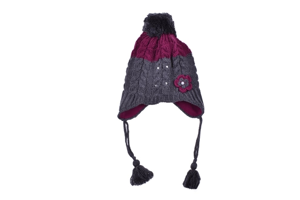 Детска шапка момиче, сив цвят