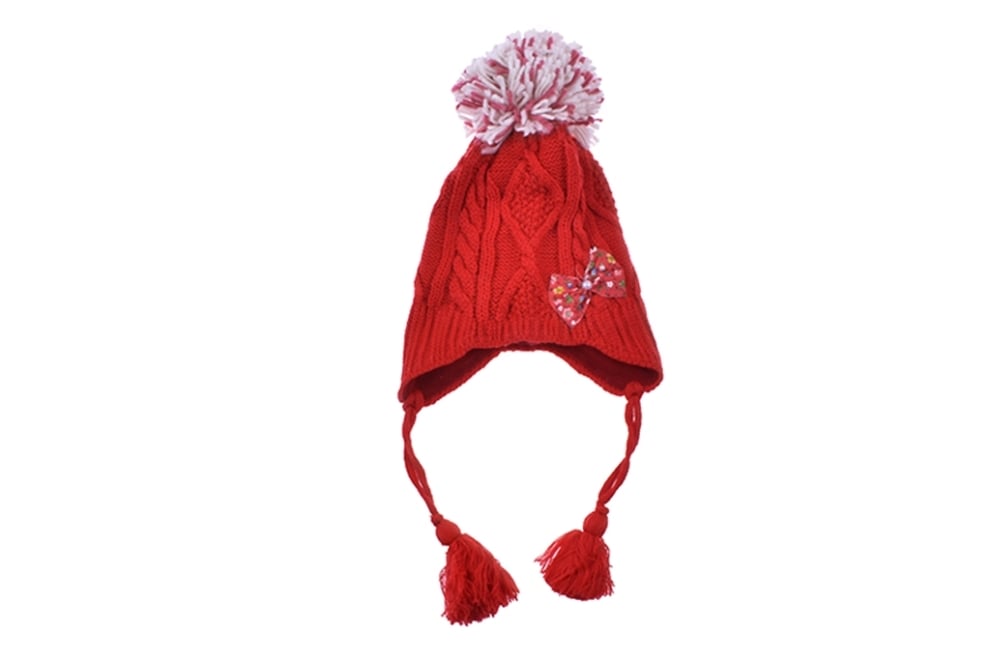 Детска шапка момиче, червен цвят
