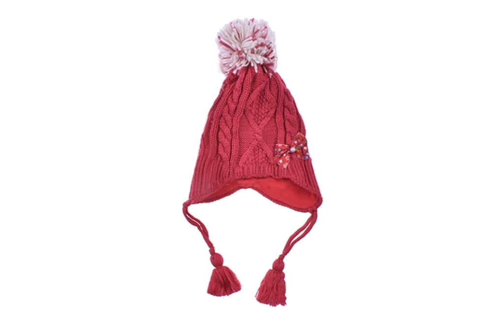 Детска шапка момиче, цикламен цвят