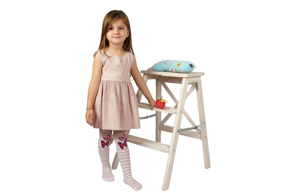 Детски чорапогащник момиче, бял цвят