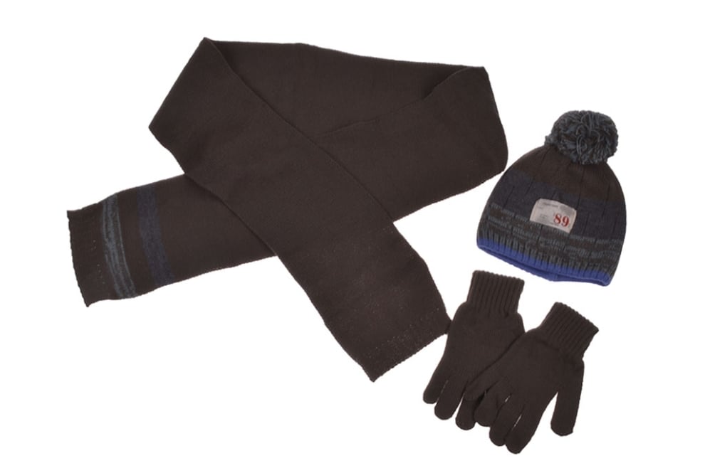 Детски комплект с шапка, шал и ръкавици момче,сив цвят