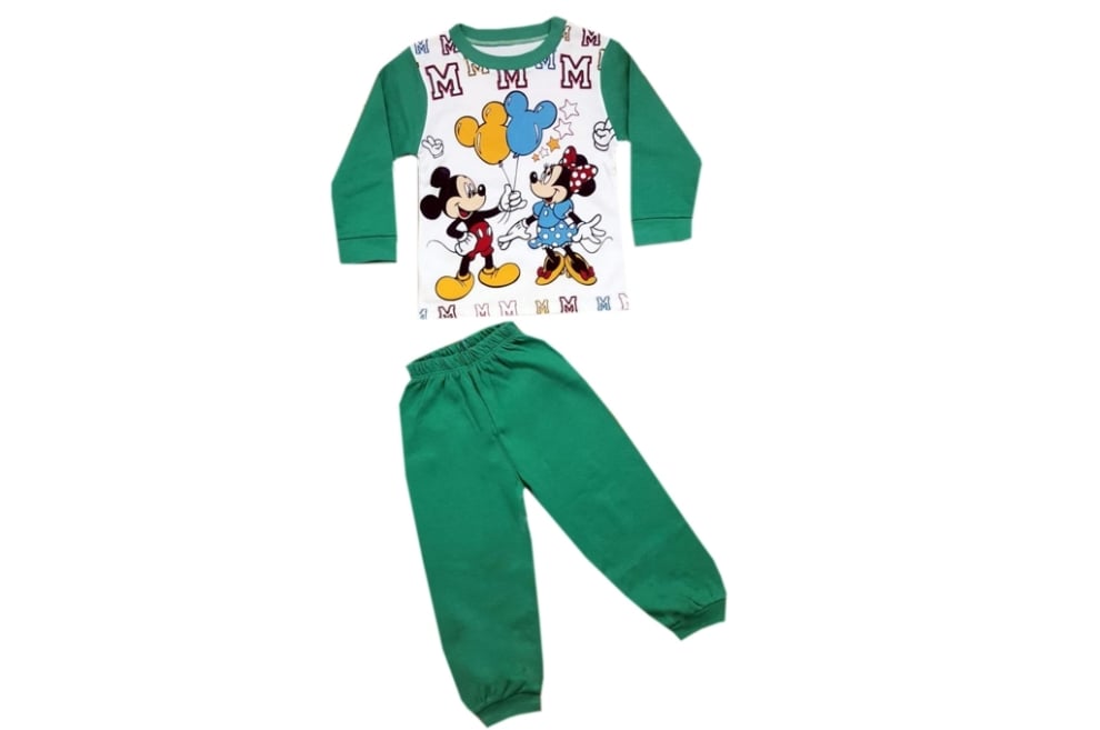Детска пижама дълъг ръкав момиче - Mickey  Mouse, зелен цвят
