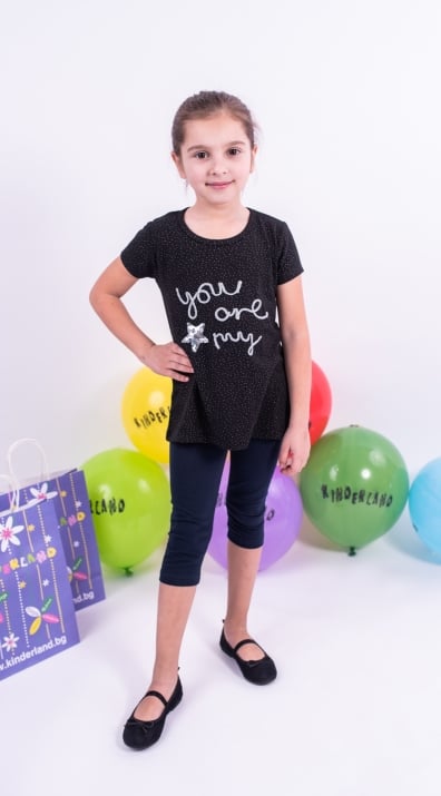 Детска тениска момиче, черен цвят