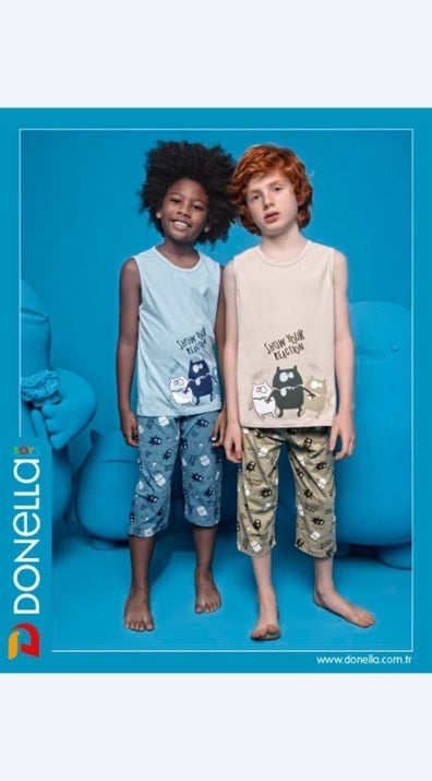 Детска пижама без ръкав за момче Donella,зелен цвят