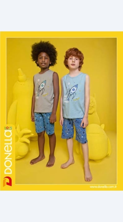 Детска пижама без ръкав за момче Donella,сив цвят