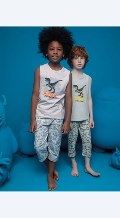 Детска пижама без ръкав за момче Donella,бежов  цвят