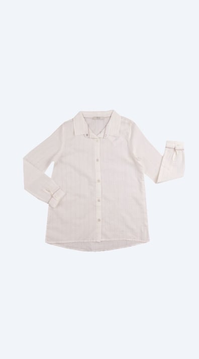 Детска риза дълъг ръкав момиче ,цвят екрю