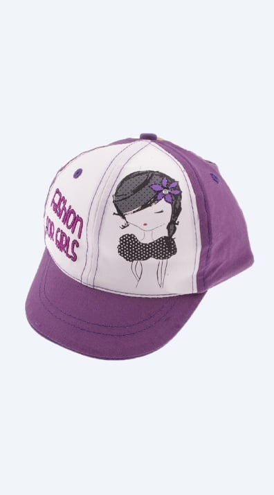 Детска шапка момиче, лилав цвят