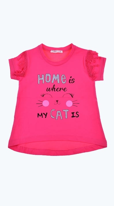 Детска тениска момиче, цикламен цвят