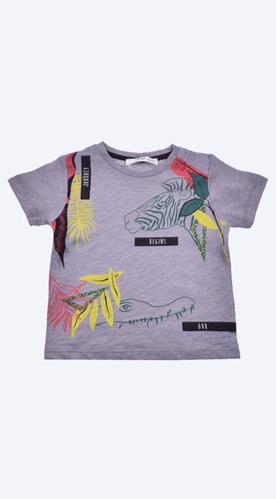 Детска тениска за момче, сив цвят