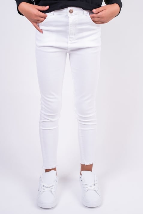 Детски панталон за момиче BTS, бял цвят