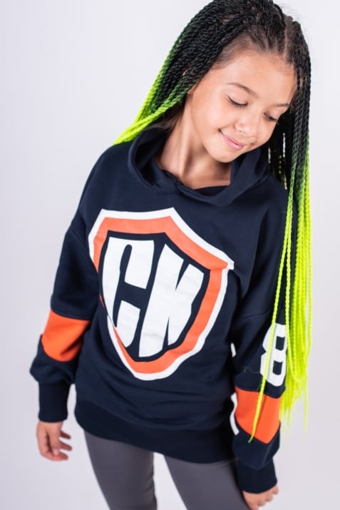 Детски суитшърт момиче, тъмно син цвят