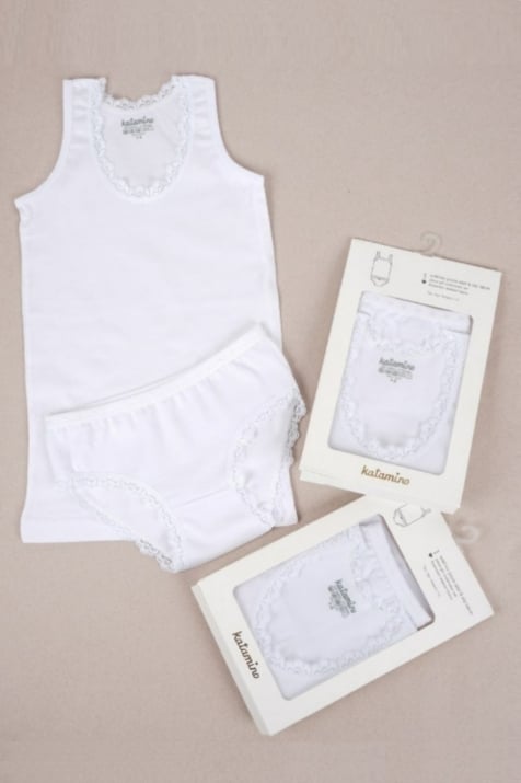 Детски комплект потник с бикини 2 броя, бял цвят