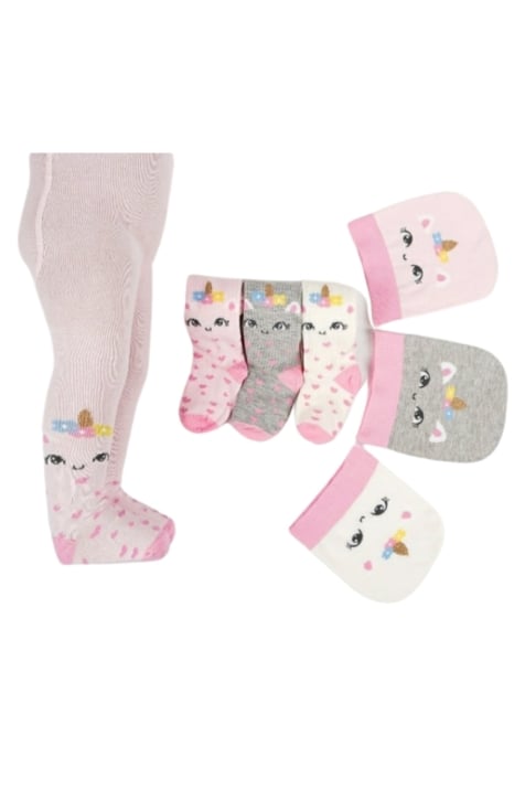 Бебешки чорапогащник с шапка момиче 3 броя